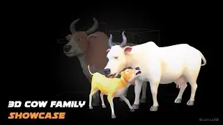 Cartoon Cow Family Pack &ndash; Stylized Cow, Bull & Calf Rigged 3D Models | Blender Showcase