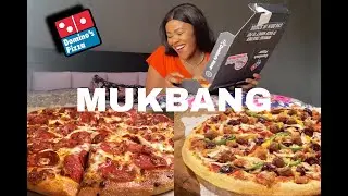 DOMINOS CHICKEN SUPREME PIZZA + PEPPERONI PIZZA | COLD STONE ICE CREAM MUKBANG! So Yummy🍕🍦
