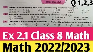 Exercise 2.1 unit 2 Real Numbers class 8 Maths| Ex 2.1 Maths 8 new course 2022| PTB,Kptbb Q 1 to 3