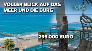📍 Mahmutlar🏠2 Schlafzimmer📏Fläche: 120 m²🏞️Voller Blick auf das Meer und die Burg-Alanya Türkei