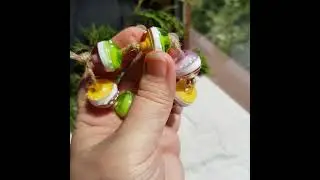 Lampwork glass beads in green, yellow, lilac  #lampwork  #lampworkbeads
