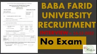 BABA FARID UNIVERSITY RECRUITMENT 2022