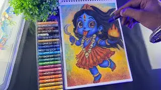 Cute kali Mata drawing, oil pastel colour drawing, star by step drawing ❤️😍 @yashpalarts00 