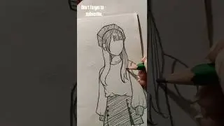School girl drawing | girl body and hair drawing| easy girl drawing full body #drawing#youtubeshorts