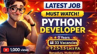 #latest #python  Developer #Jobs for Fresher | 0 Year Experience | 33 vacancy | #Urgent Hiring 