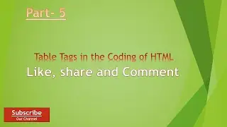 Part 5 Table Tags in the Coding of HTML