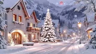 Snowy Christmas Village Ambience ❄️ Cozy Winter Night with Gentle Snowfall & Warm Lights | Holiday4K