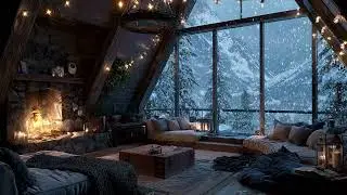 🕯️Winter Lounge in Blizzard | Warm Fireplace & Strong Snowstorm | Deep Focus Calm Healing Calm Sleep