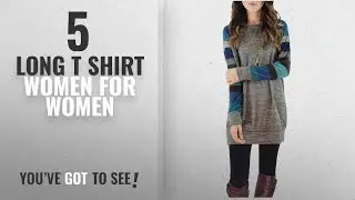 Top 10 Long T Shirt Women For Women [2018]: AUMIR Women's Casual Crewneck Striped Long Sleeve