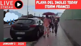 Gran Canaria LIVE 🔴 PLAYA DEL INGLES TODAY RAIN - STORM FRANCIS - JANUARY 2 - 2026