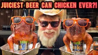This BBQ Beer Can Chicken is INSANELY juicy!!  Smoked on the Traeger Ironwood