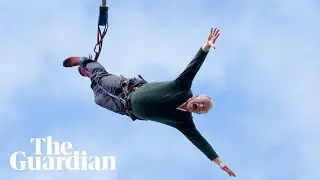Ed Davey uses bungee jump to urge people to vote Lib Dem