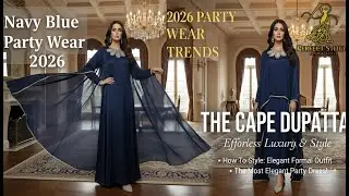 Latest Navy Blue Silk Kurti Design with Attached Cape Dupatta | 2026 Party Wear Trends #dressdesign
