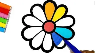 Flower drawing rawing painting,colouring | easy acrylic painting for kids | Art and Learn