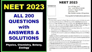 NEET 2023 Question Paper with Solutions Analysis | NEET Answer Key (PDF Download)