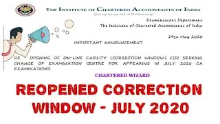 ICAI Reopened the correction windows📢📢 |July 2020|Charteredwizard|Tamil