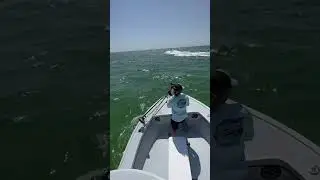 Fighting big fish in Rough Waves! Boats Everywhere!#shorts