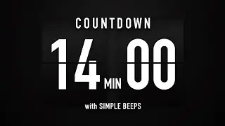 14 Minute Countdown Timer 🕙 Flip Clock with Simple Beeps 🔊🖤