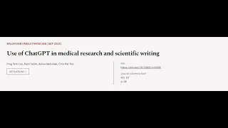 Use of ChatGPT in medical research and scientific writing | RTCL.TV