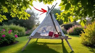 Primitive Teepee Hammock Build | DIY Wooden & Rope Hammock (No Tools)