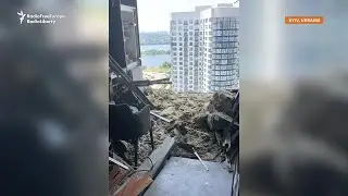 Kyiv Apartment Exterior Heavily Damaged In Drone Strike