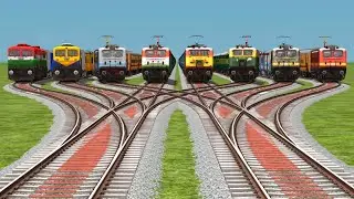 8♈Train's Crossings Railroads Tracks || Bumpy Forked Daimond Railways Tracks Simulator