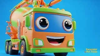 Fun Kids Songs with Concrete Mixer and Digger | 3D Animation