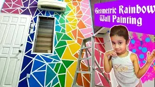 Geometric Rainbow Mosaic Feature Wall / Accent Wall Painting for Kids Study Room / Play Room