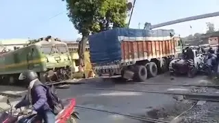 Train collides with a truck