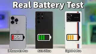 iPhone 13 Pro Vs Samsung S22 Ultra Vs iQOO 9 Pro Battery Drain Test - Unbelievable Results 😱
