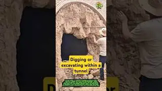Digging or excavating within a tunnel or cave-like structure