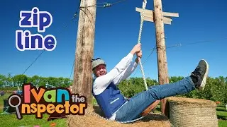 Giant Zip Line for Kids! Ivan Inspects a Zip Line!