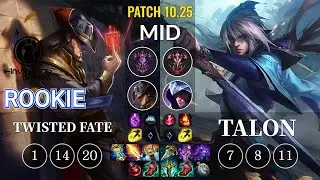 IG Rookie Twisted Fate vs Talon Mid - KR Patch 10.25