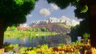 minecraft autumn mountains wallpaper