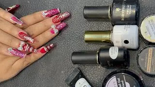 METALLIC DRAWING GEL NAIL ART WITH BORN PREETY PRODUCTS | FULL NAIL EXTENSION TUTORIAL.