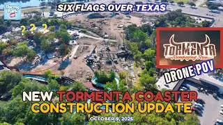 DRONE 4K #pov Six Flags Over Texas Tormenta Giga Dive Coaster: обновление строительства | #обновл...