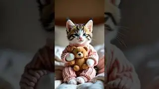 Tiny Cat Cuddles Her Favorite Teddy Bear 🧸💕