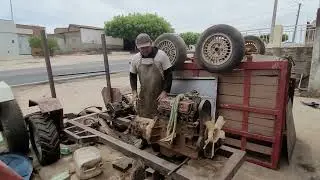 Trator caseiro com motor de chevette. com 2 caixas de  macha 