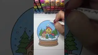 Coloring a Cozy Snow Globe | From My Christmas Coloring Book