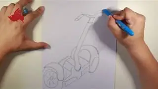 Teach children to draw the self-balance vehicle with oil pastel