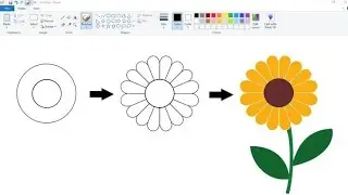 How to draw scenery in computer Ms paint me sunflower bana sikhe