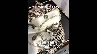 Silk Scarf Leopard Print Small Square Scarf Women's Fashionable and Versatile Silk Scarf for Spring