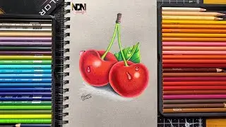 Realistic Cherry Drawing with Color Pencil - Step By Step Tutorial