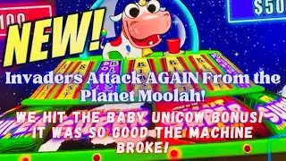 Invaders Attack Again From the Planet Moolah! Baby Unicow Bonus So Good It Broke the Machine!