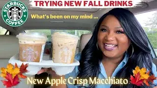 TRYING STARBUCKS NEW FALL DRINKS 2021 + TREATS !! (Apple Crisp Macchiato Review)