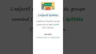 L&rsquo;adjectif &eacute;pith&egrave;te 🔵👨🏻&zwj;🏫🎓 #fran&ccedil;ais #grammaire #adjectifs #&eacute;pith&egrave;te