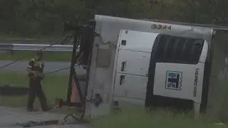 Overturned tractor-trailer closes Old Thomasville Road exit on Business 85 southbound