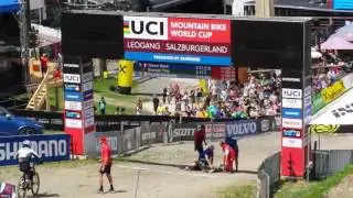 UCI MTB World Cup Downhill @ Leogang 2017, horrible crash Remi Thirion