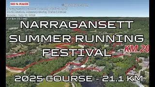 Narragansett Summer Running Festival 2025: fly over the half-marathon course! Video of the race path