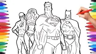 Superheros Coloring Pages | Coloring Superheroes | Batman Superman Flash Justice League